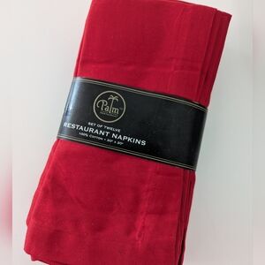 NWT Set of 12 The Palm Restaurant 100% Cotton Fabric Diner Napkins 20x20 Red